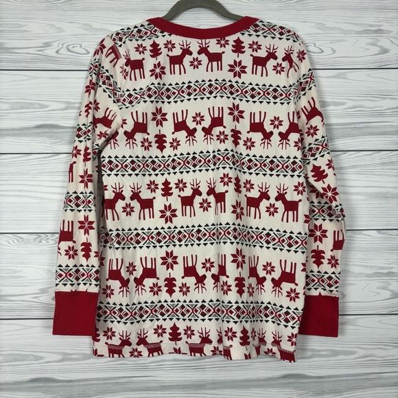 Hanna Andersson Holiday Christmas Long John Pajama Set Deer Size XXL Two Piece - Picture 7 of 13